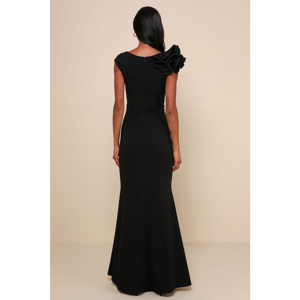 Lulus Lucette Black Sleeveless Ruffled Mermaid Maxi Dress Holiday Extra Small - Picture 3 of 11